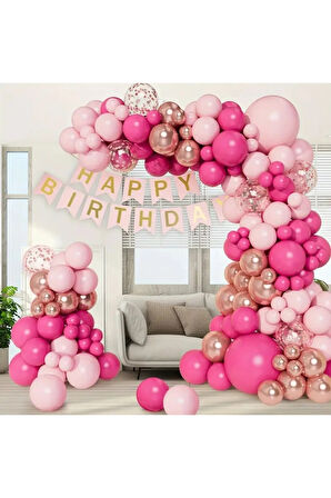 99 Parça Pastel Pembe ve Gül Altın Balon Çeşitleri: Doğum Günü Partiler için Mükemmel