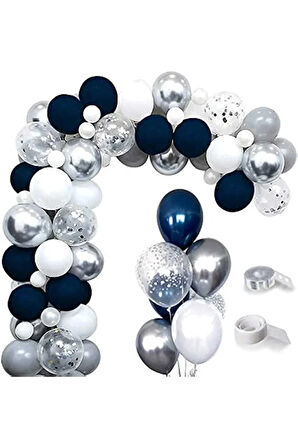 Çıtıpıtıstore Gümüş Lacivert Lüks Balon Zinciri