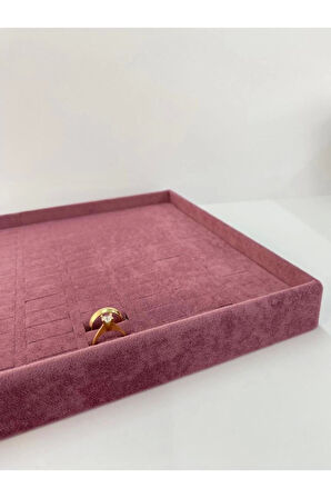 Yerli Üretim Süet Kumaş Bordo Renk 34/24cm Batırmalı Çekmece Içi Yüzük Tablası