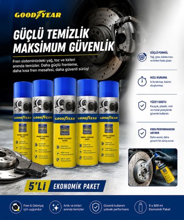 GOODYEAR 5'Lİ SET FREN BALATA TEMİZLEME SPREYİ