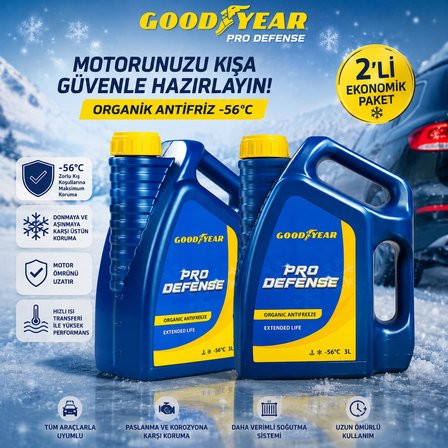 Goodyear Pro Defense Kırmızı Organik Antifriz -56°C 3 Lt  (2 x 3 Litre)