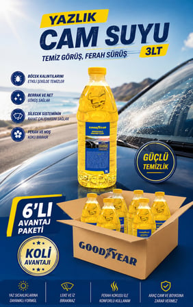 Goodyear 6'lı Yazlık Cam Suyu 3 Lt (18 Litre)