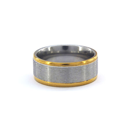 Çelik Yüzük Alyans Altın Detaylı YZK-409