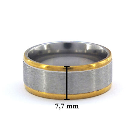 Çelik Yüzük Alyans Altın Detaylı YZK-409