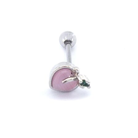 FerizZ 316L Çelik Zirkon Taşlı Pembe Elma Şeklinde Piercing PRC-164