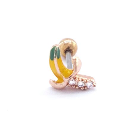 FerizZ 316L Çelik Zirkon Taşlı Rose Muz Piercing PRC-160