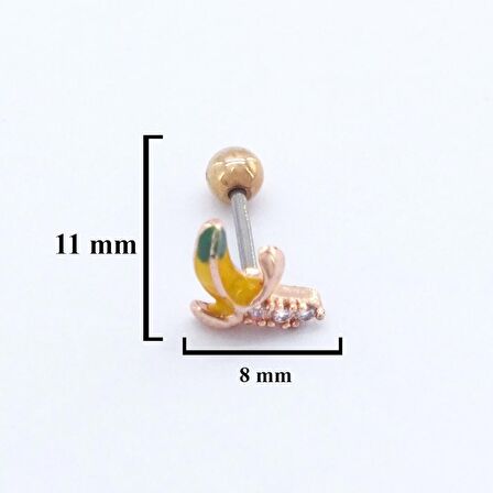 FerizZ 316L Çelik Zirkon Taşlı Rose Muz Piercing PRC-160