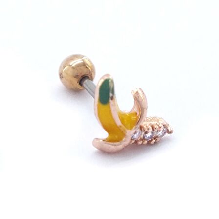 FerizZ 316L Çelik Zirkon Taşlı Rose Muz Piercing PRC-160
