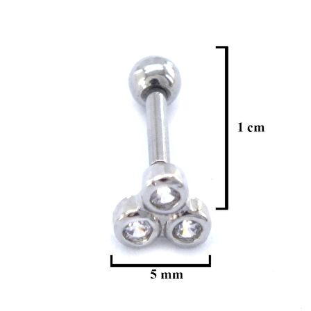 FerizZ 316L Çelik Zirkon Taşlı Üç Top Piercing PRC-200