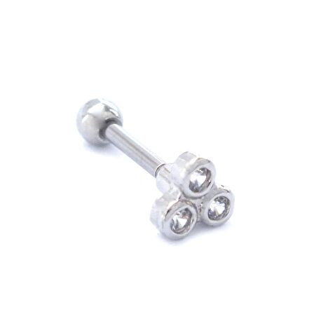 FerizZ 316L Çelik Zirkon Taşlı Üç Top Piercing PRC-200