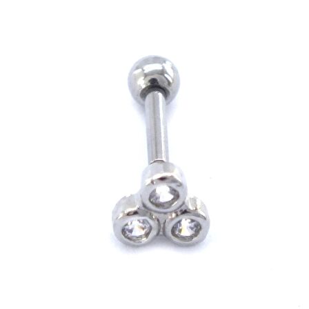 FerizZ 316L Çelik Zirkon Taşlı Üç Top Piercing PRC-200