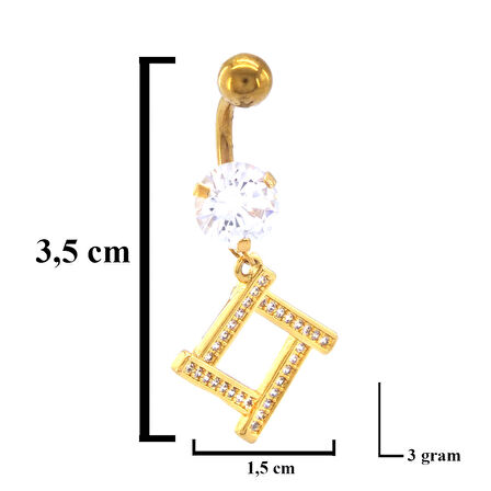 Altın Kaplama Zirkon Taşlı Baklava Piercing PRC-103