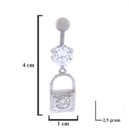 FerizZ 316L Çelik Zirkon Taşlı Kilit Piercing PRC-131