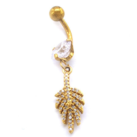 Altın Kaplama Zirkon Taşlı Yaprak Piercing PRC-136