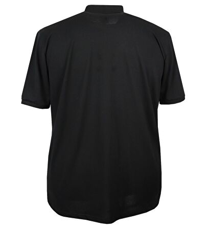 Büyük Beden Polo Yaka Tişört Pike Siyah