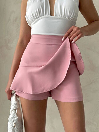 Valonlu fırfırlı şort s24683