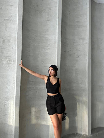 Şortlu keten takım s255014