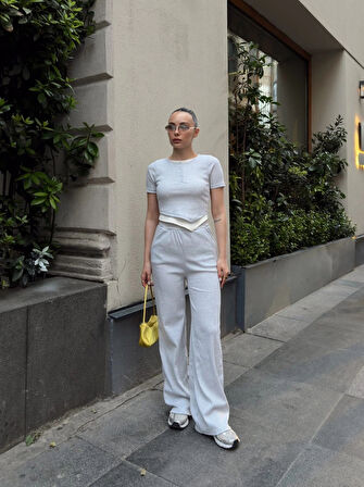 Düğme yakalı gri alt üst takım s3943