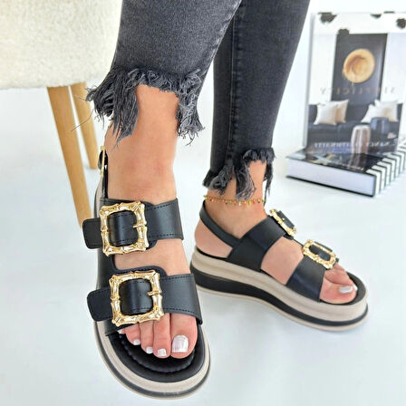 Stan Siyah Cilt Sandalet