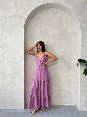 Fırfırlı katlı elbise s255049