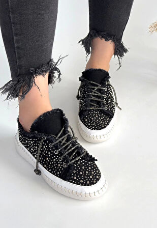 Guji Siyah Kot Bağcıklı Spor Ayakkabı