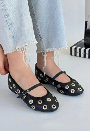 Tinta Siyah Cilt Babet Ayakkabı