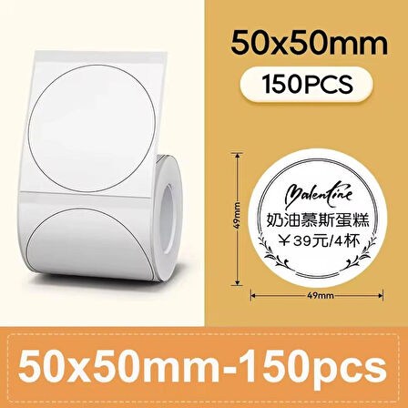 Zuidid 50 x 50 mm Lamine Termal Etiket Oval 150 Adet – Mini Termal Yazıcılar İçin