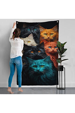 Sevimli Kediler Duvar Örtüsü-7844