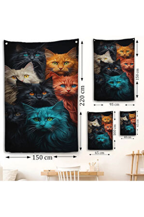 Sevimli Kediler Duvar Örtüsü-7844