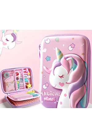 3D Sevimli Karikatür Su Geçirmez Kalem Kutusu Unicorn