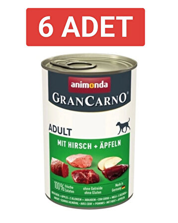 Animonda Gran Carno Elmalı Geyikli Yetişkin Köpek Konservesi 400gr x 6 Adet