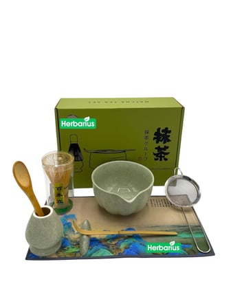 Herbarius 8 Parça Adaçayı Yeşili Renk Matcha Çayı Hazırlama Seti - Geleneksel Japon Matcha Seti