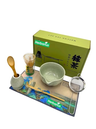 Herbarius 8 Parça Adaçayı Yeşili Renk Matcha Çayı Hazırlama Seti - Geleneksel Japon Matcha Seti