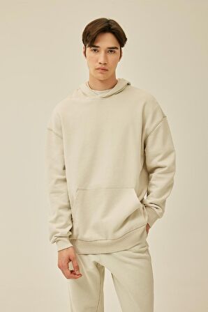 DeFacto Comfort Regular Fit Rahat Kalıp Kapüşonlu Kanguru Cepli Basic Düz Sweatshirt B4446AX24SPGR437