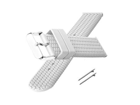 Fado 20  mm Akıllı Pimli  silikon  Baskılı Desenli Beyaz Saat Kordonu Kayışı(76)