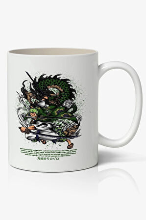 One Piece Roronoa Zoro Anime Temalı Beyaz Kupa Bardak Sevgiliye Arkadaşa Hediye