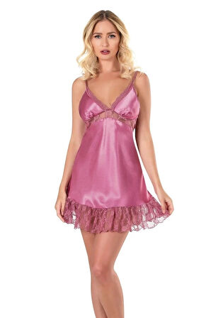 Amora Secret Gül Kurusu Kısa Saten Gecelik