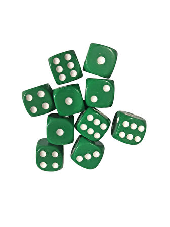 Yeşil Okey Zarı Renkli Masa Oyunları Zarı - 4 Adet
