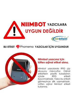 5 Adet - 50 x 50 mm Şeffaf Termal Etiket 150 Adet - Phomemo M Serisi Modellere Uyumludur.