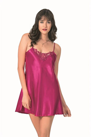 Amora Secret Vişne Kısa Saten Gecelik
