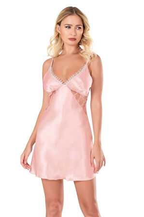 Amora Secret Somon Kısa Saten Gecelik