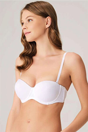 Amora Secret Balenli Destekli Dolgulu Askısız Straplez Günlük Klasik T-Shirt Sütyeni