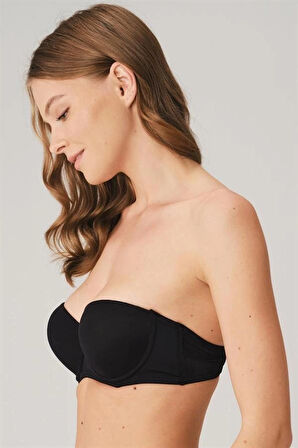 Amora Secret Balenli Destekli Dolgulu Askısız Straplez Günlük Klasik T-Shirt Sütyeni