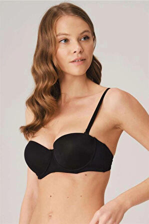 Amora Secret Balenli Destekli Dolgulu Askısız Straplez Günlük Klasik T-Shirt Sütyeni