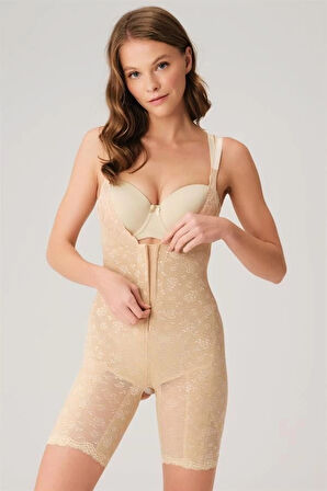 Amora Secret Kadın Fantazi İç Giyim Toparlayıcı Vücut İnceltici Dikişli Fermuarlı Uzun Paca Altı Açık Sıkı Badi Korse - Şehvetli ve Zarif Tasarım