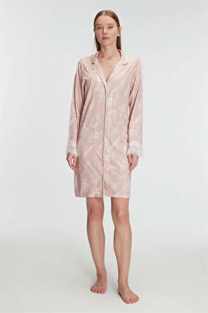 Amora Secret Kadın Fantazi İç Giyim Cotton Modal Uzun Kol Gecelik - Şehvetli ve Zarif Tasarım