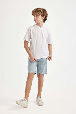 DeFacto Erkek Çocuk Jean Basic Düz Şort B5764A824SMNM39