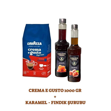 Lavazza Crema E Gusto 1000g + Grande Terra Karamel & Fındık Şurubu Seti