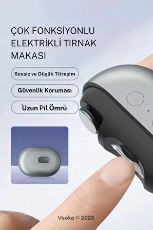 4’ü 1 Arada Şarjlı Tırnak Kesme ve Törpüleme Makinesi | LED Işıklı, Sessiz Motorlu, Taşınabilir