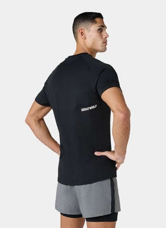 Squatwolf MT050430001 ACTDRY® Warrior Tee Siyah Bisiklet Yaka Fit Düz Erkek T-Shirt
